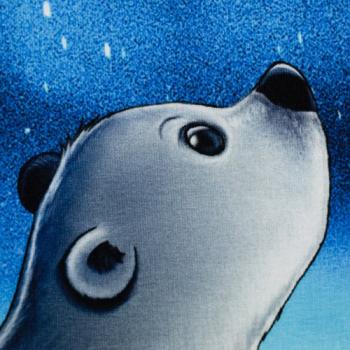 Preview: Sweat angeraut Panel Eisbär unter Nordlicht in Nordlicht Blau